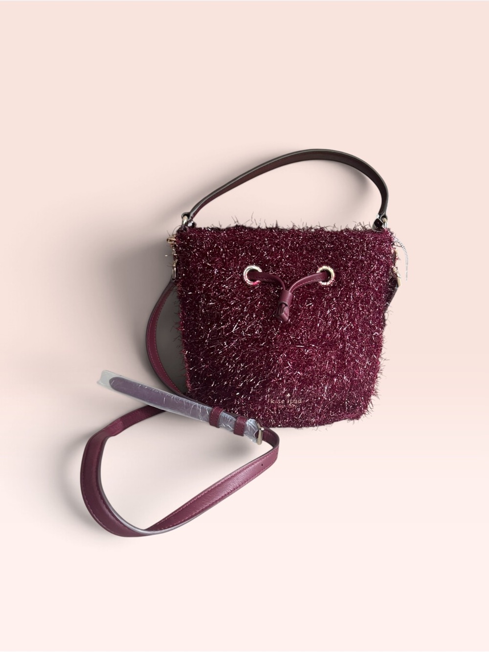 Kate Spade Cherry Wood Natalia Tinsel Small Bucket Bag